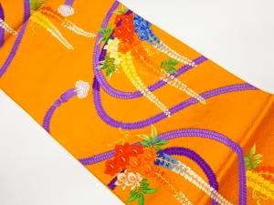 藤に組紐模様織出し袋帯